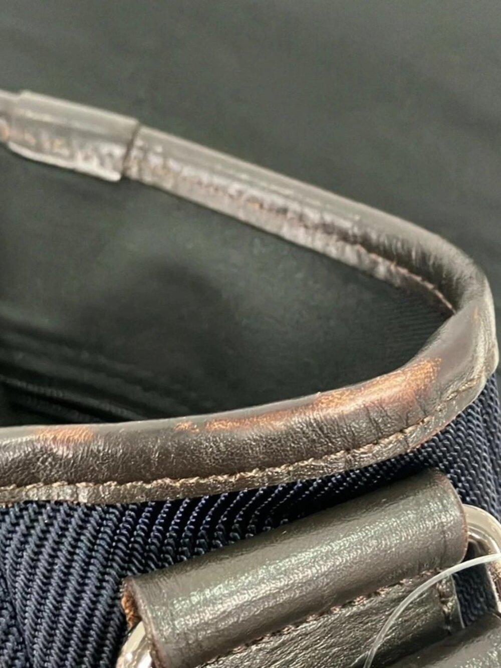 Burberry Black Label D1142-100-28 Dark Brown Navy Dark Green Nylon Leather - Picture 6 of 12